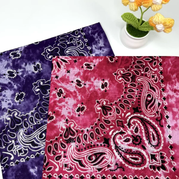 Cross-Border Tie-Dye Printed Square Scarf Turban Deformed Insect Double Cashew Handkerchief Sunflower Hip-Hop Fashion Accessories Wholesale