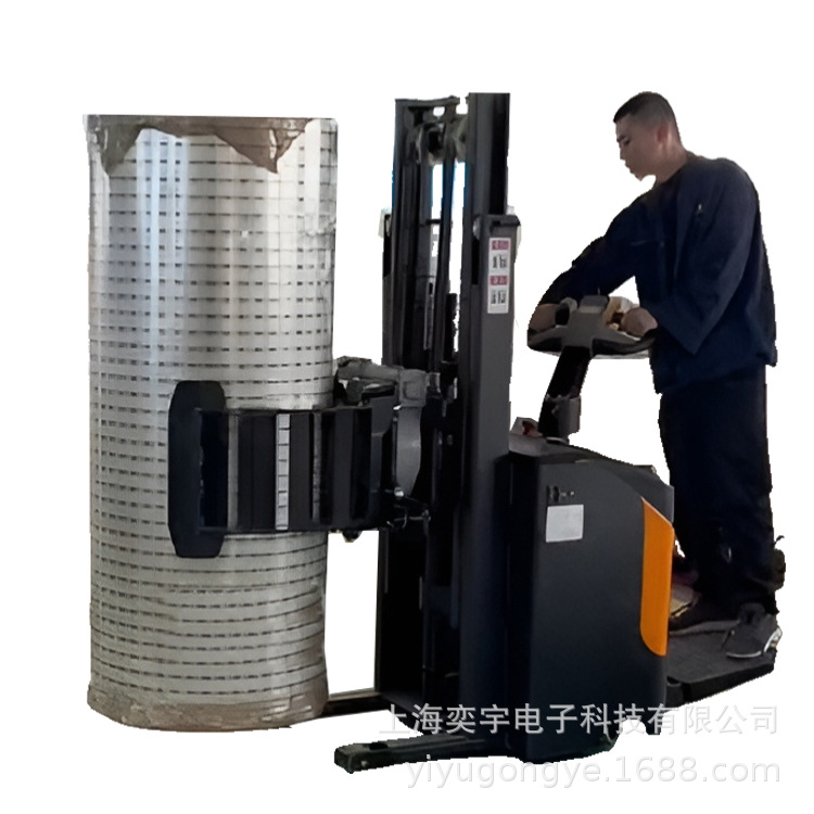 全电动旋转抱夹式液压升降堆高车包装卷材纸卷圆夹抱叉车上卸料机