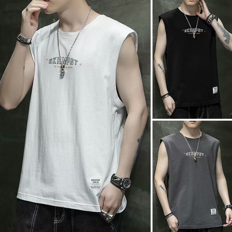 Vest Men's 2022 Summer New Korean Style Sleeveless T-shirt Base Sports Thin Loose Student Waistcoat Vest