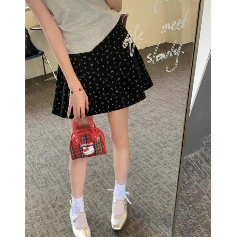 Ретро-юбка с цветочным принтом для женщин, лето 2025, новый стиль, облегающая юбка, утягивающая, с высокой талией, короткая юбка