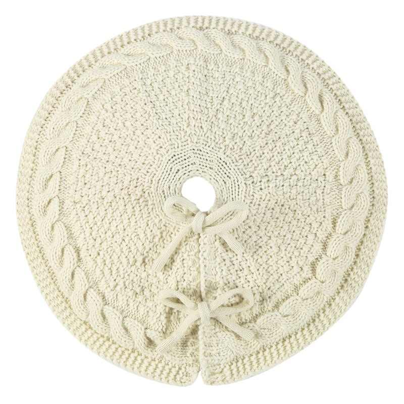 Nuevos productos transfronterizos falda de árbol de punto de Navidad delantal de árbol de Navidad de punto blanco lechoso decoraciones navideñas ambiente festivo