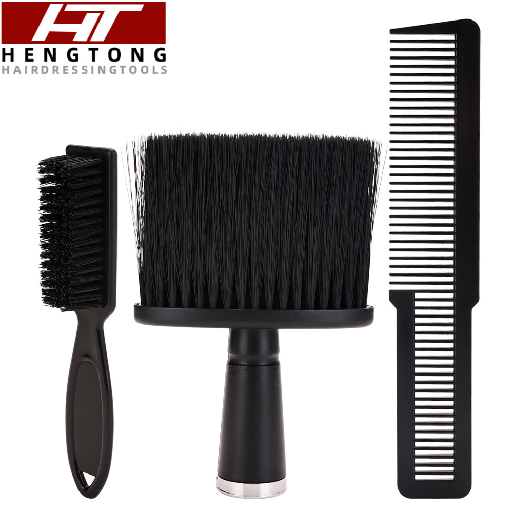 Cross-Border Retro Oil Head Brush, Hair Styling Brush, Soft Bristle Cleaning Beard Brush, Hair Smoothing Styling Comb Three-Piece Set Wholesale