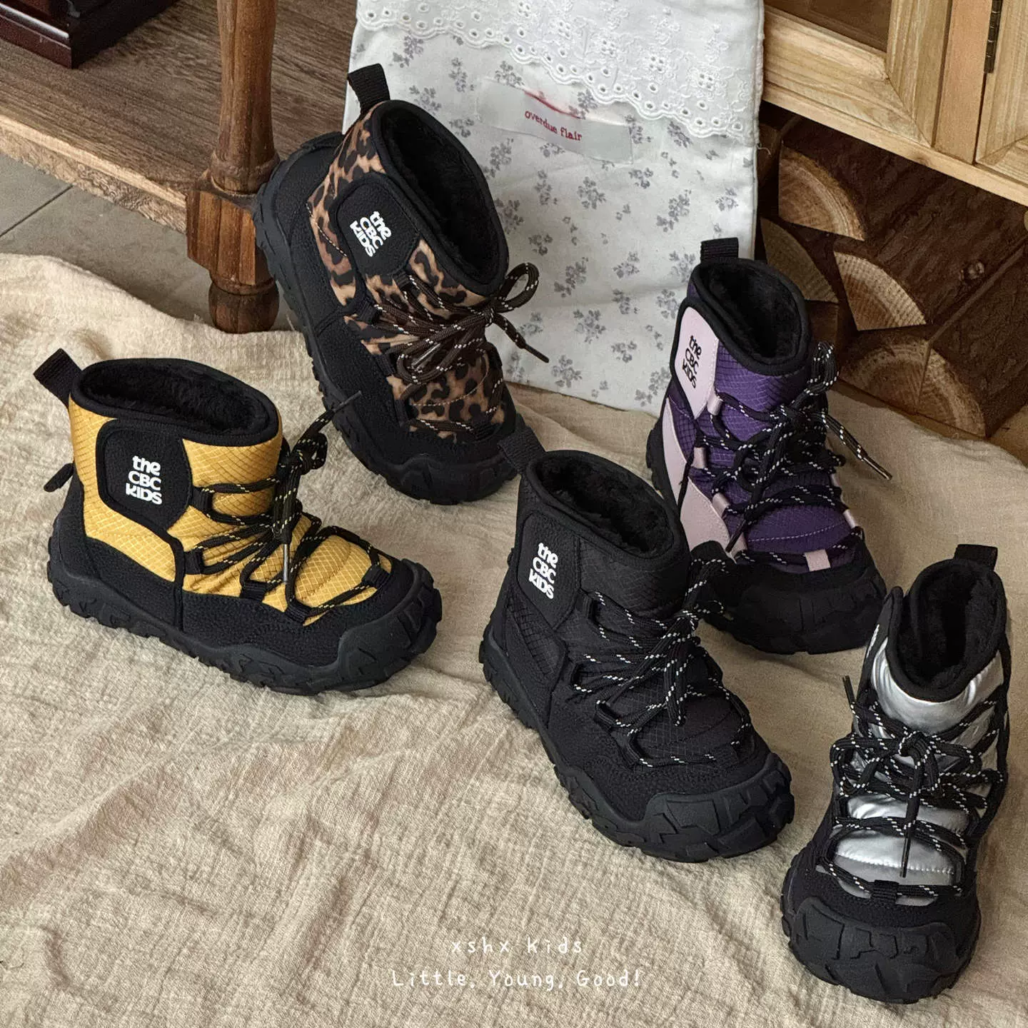 XSHX机能雪地靴｜男女童秋冬厚绒防污防水防黑中筒魔术贴徒步踏雪