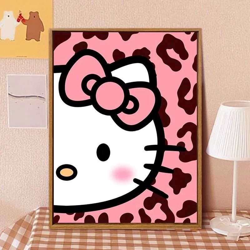 HelloKitty卡通插画多巴胺客厅卧室装饰画儿童房挂画壁画多巴胺风|undefined