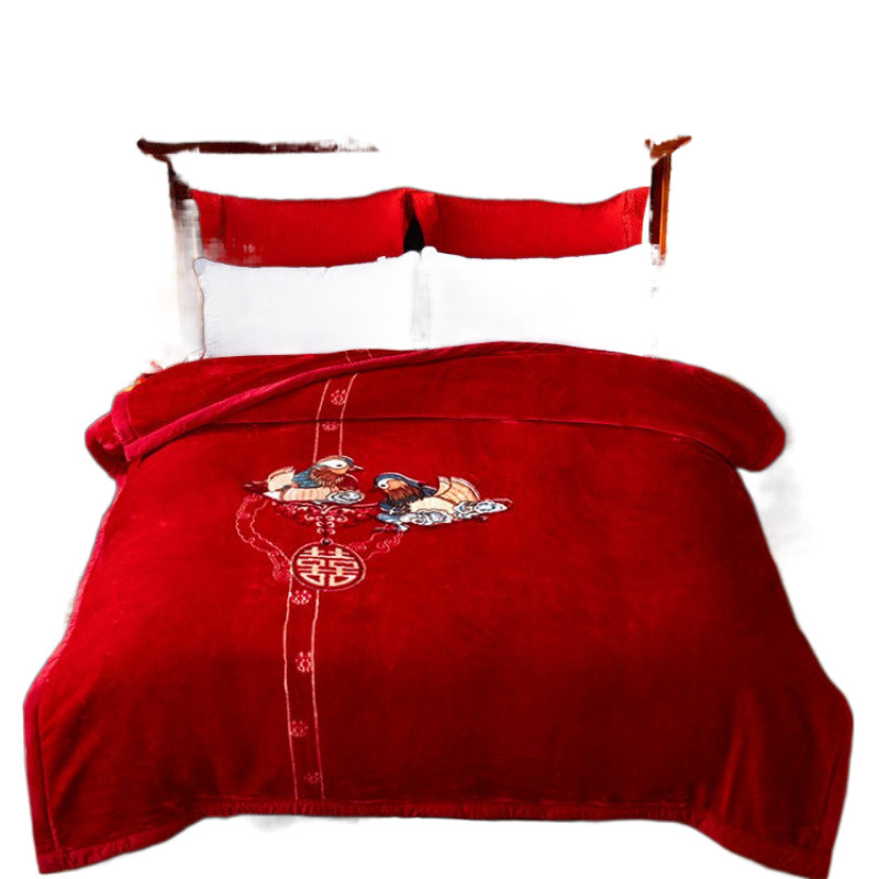 해피 워드 웨딩 클라우드 담요 웨딩 담요 겨울 더블 레드 두꺼운 담요 동반 담요 선물 담요