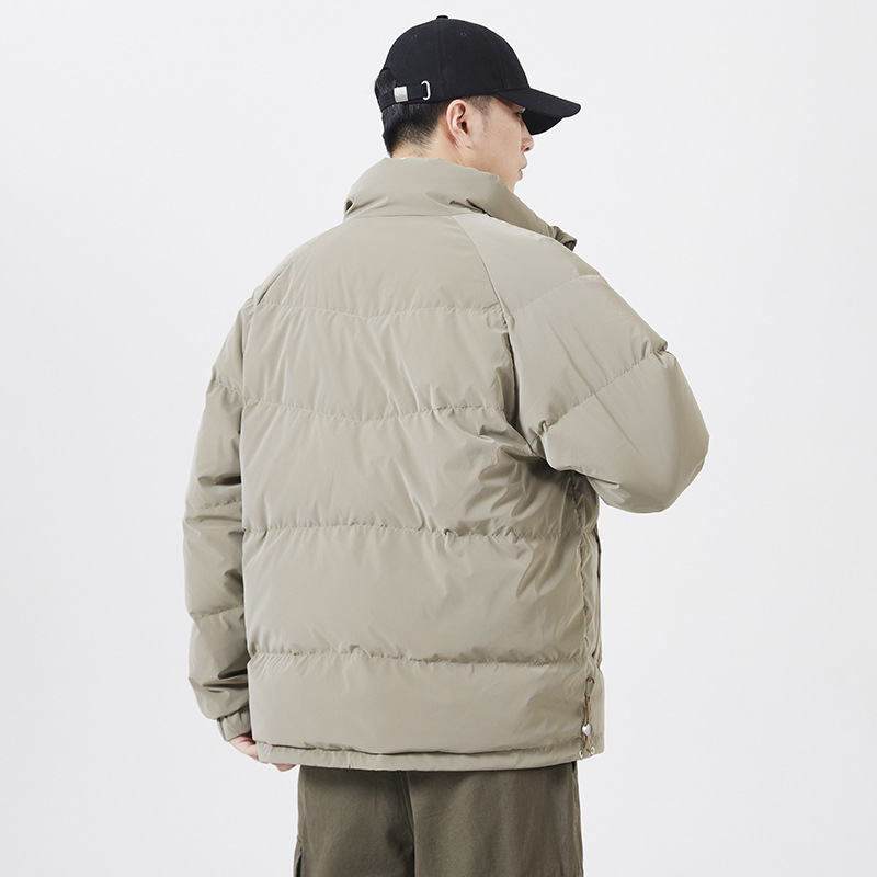 High end light luxury down men, short style stand up collar loose bread jacket, winter warm and fashionable casual_voghion.com