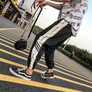 Ins Trendy Men's Pants National Fashion Hiphop Cropped Sports Pants Men's and Women's Couples Hip-Hop Ankle Pants Summer Thin