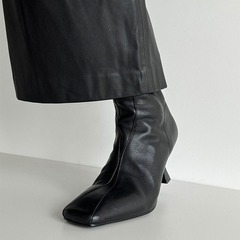 Luxury Soft Korean Genuine Leather High-Heel Ankle Boots for Women: Square Toe, Stiletto Heel, Side Zipper—Versatile, Comfortable, and Fashion-Forward Boot Style