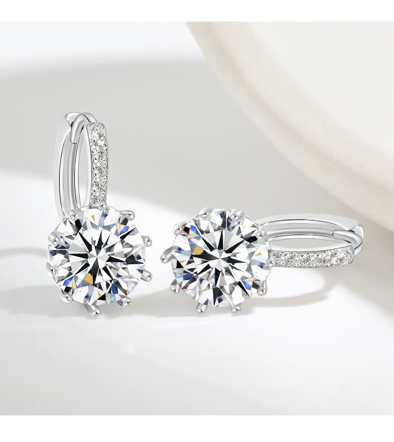 Daily Occasion 1 Pair Shiny Round Inlay Copper Zircon Earrings
