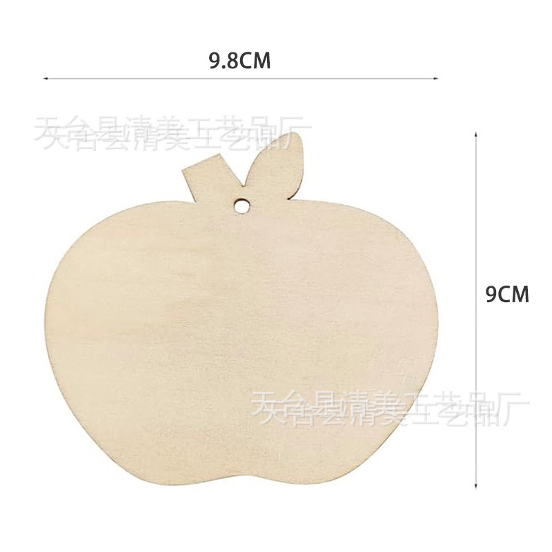 Manzana de madera de Navidad sin terminar decoración de hoja de madera colgante de hoja de madera de manzana colgante artesanal de bricolaje 10 piezas por paquete