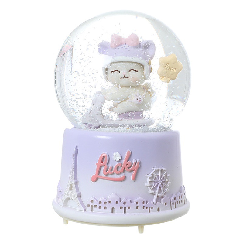 Creativa Maan bola de cristal luz colorida caja de música copo de nieve Bola de agua chica regalo de cumpleaños regalo de mano decoración fábrica al por mayor