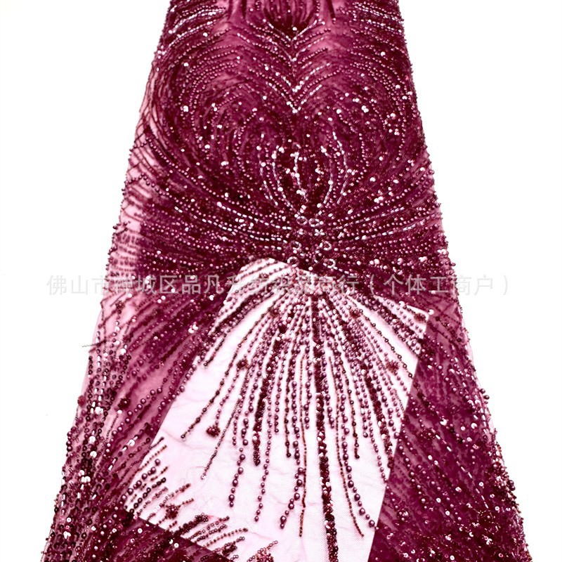 Vestido de boda estilo francés de moda cena festiva vestido de fiesta tela de encaje tela bordada