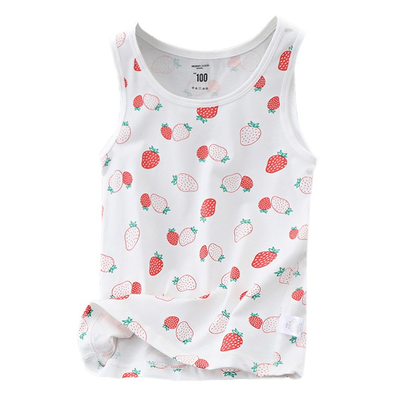 Algodón sin costuras Chaleco de verano nuevos niños y niñas bebé correa sin mangas sin hueso tocar fondo pijamas delgados moda
