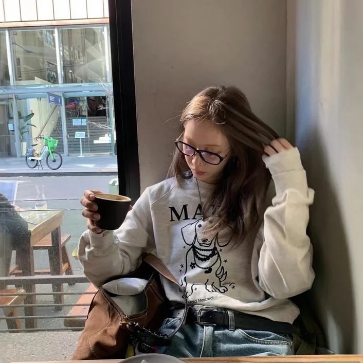 狗狗Mar卫衣女25秋季金高银同款潮牌宽松纯棉重磅即墨圆领卫衣|undefined