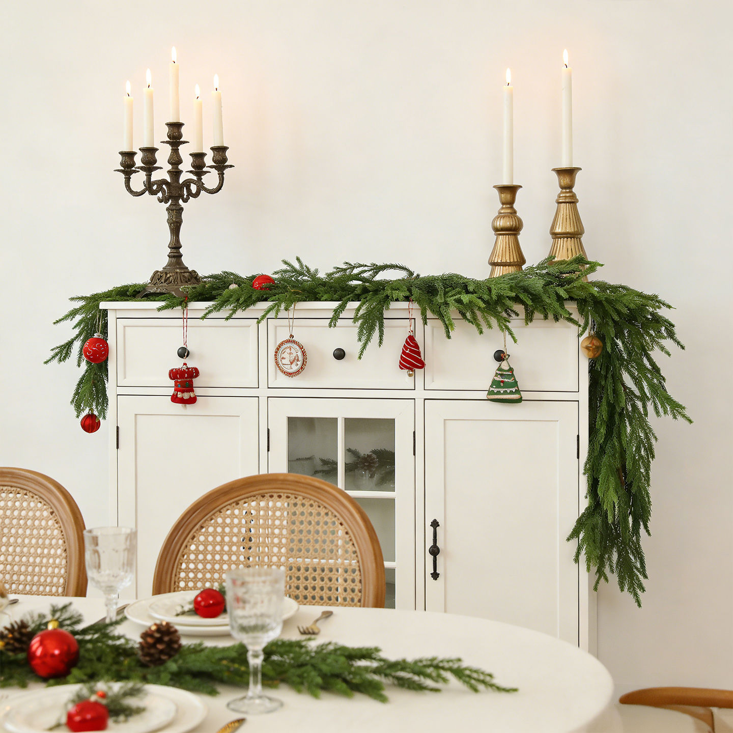 Shengyuan nuevo estilo imitación aguja de pino caña decoración de Navidad cipred pino Fox puerta colgante guirnaldas colgantes de pared