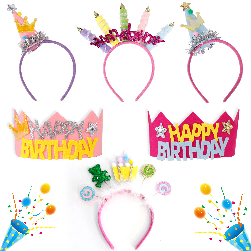 Diadema de cumpleaños corona accesorios para el cabello Adultos niños decoración de fiesta de cumpleaños sombrero de cumpleaños diadema vela de cumpleaños tocado