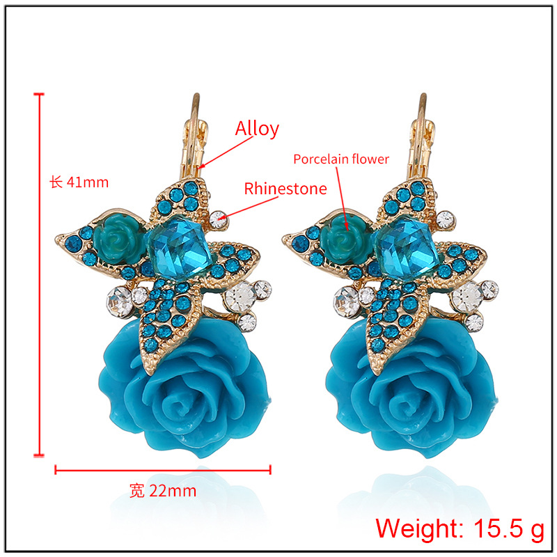 Creative Butterfly Diamond Flower Rose Pendant Earrings display picture 1