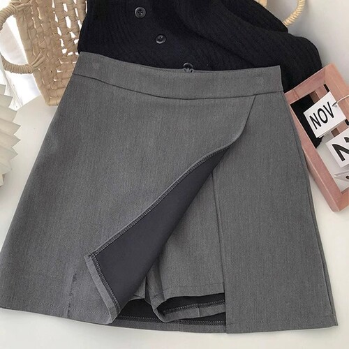 New Pants Spring and Autumn Suit Skirt 2025 Slit Skirt Asymmetrical Midi Skirt Bustier High-Waist Slimming Women's Short Skirt