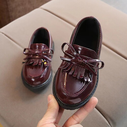 2025 Spring and Autumn Girl's Stylish Solid Color Princess Single Shoes for Girls Performer Soft Sole Small Leather Shoes