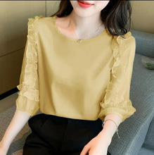 高档雪纺衫短袖女2023年新款爆款夏季时尚洋气雪纺上衣减龄百搭潮