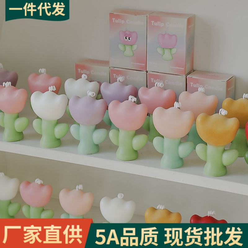Tulipanes Velas de aromaterapia Recuerdos creativos al por mayor Regalos de fragancia del día del maestro hechos a mano Cera de modelado de flores de simulación