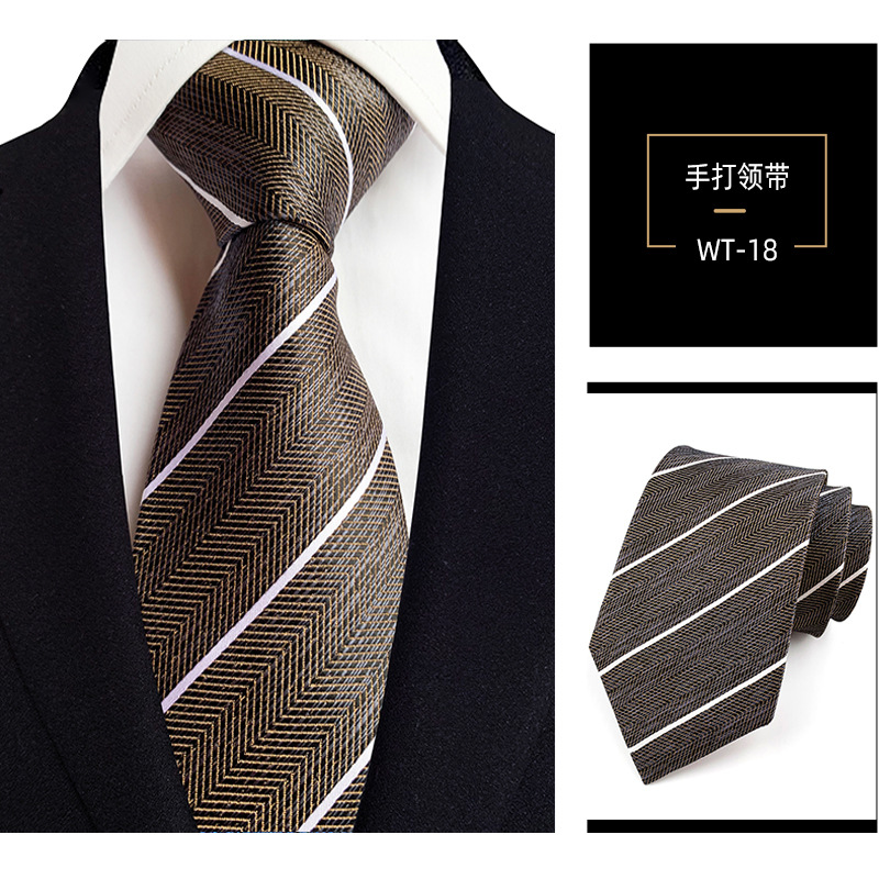 8cm mano corbata de poliéster de los hombres teñidos de hilo de rayas de desgaste formal profesional traje de negocios accesorios de fábrica en stock al por mayor