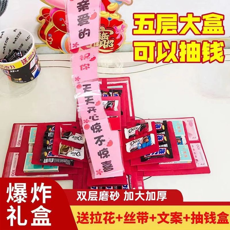 Internet Celebrity Birthday Surprise Money Explosion Box for Husband, Parents, Boys, Girls and Kidsren Birthday Gift Box