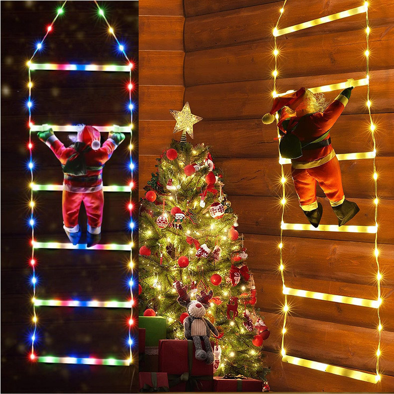 Christmas stair lights outdoor Santa Claus Christmas decoration hanging lights glowing ladder ornaments decorative lights climbing ladder lights Christmas stair lights outdoor Santa Claus Christmas decoration hanging lights glowing ladder ornaments decorative lights climbing ladder lights