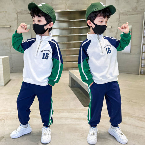 Children's clothing, spring and autumn boys' suits, autumn clothing, medium and large children's long-sleeved sweatshirts, casual pants, stylish children's sportswear two-piece sets
