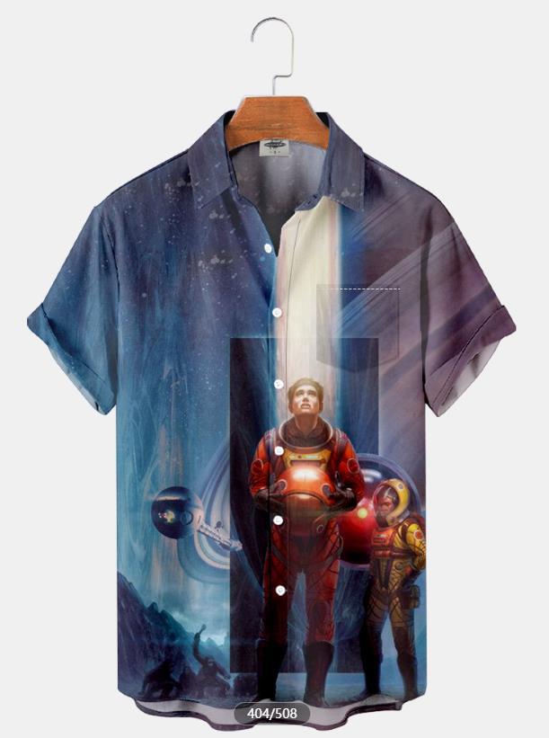 2023 nueva camisa 3D de talla grande para hombres transfronterizos serie caliente camisa hawaiana impresa digital 3D fuente