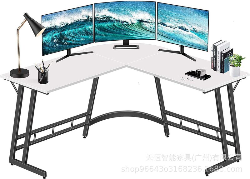 L-Shaped Desk White Corner Computer Desk for Small Space Home Office Student Study Room Bedroom Gaming Pc Office