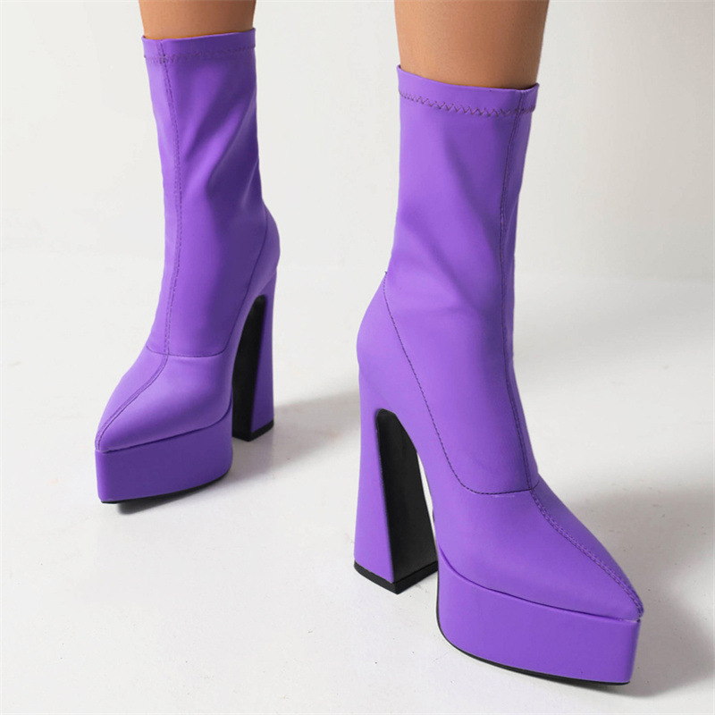Woman Fashion Ankle Boots Winter New Arrival Thick Heel Pointed Toe Suede Low-Heel Booties Plus Size 40-43_vogvips.com