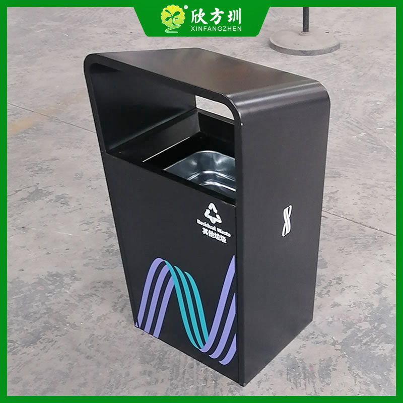 户外公园广场UV打印图标加厚喷塑烤漆创意不锈钢垃圾桶回收箱单筒