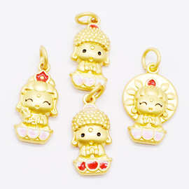 古法金十二生肖本命年佛头护神吊坠转运吊坠编织项链diy饰品配件