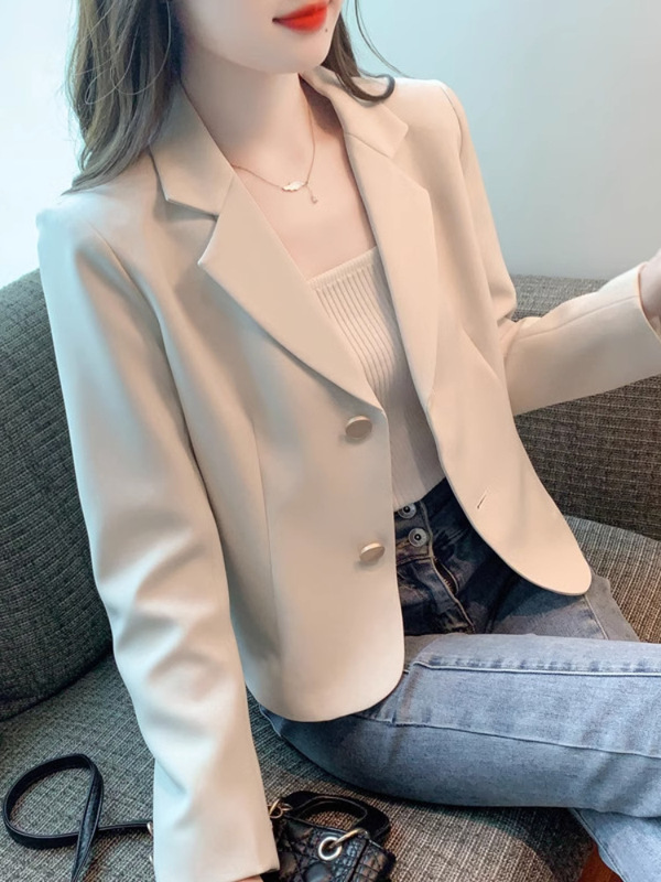 小个子短款休闲西装外套女秋季高级感法式气质显瘦长袖西服上衣|undefined
