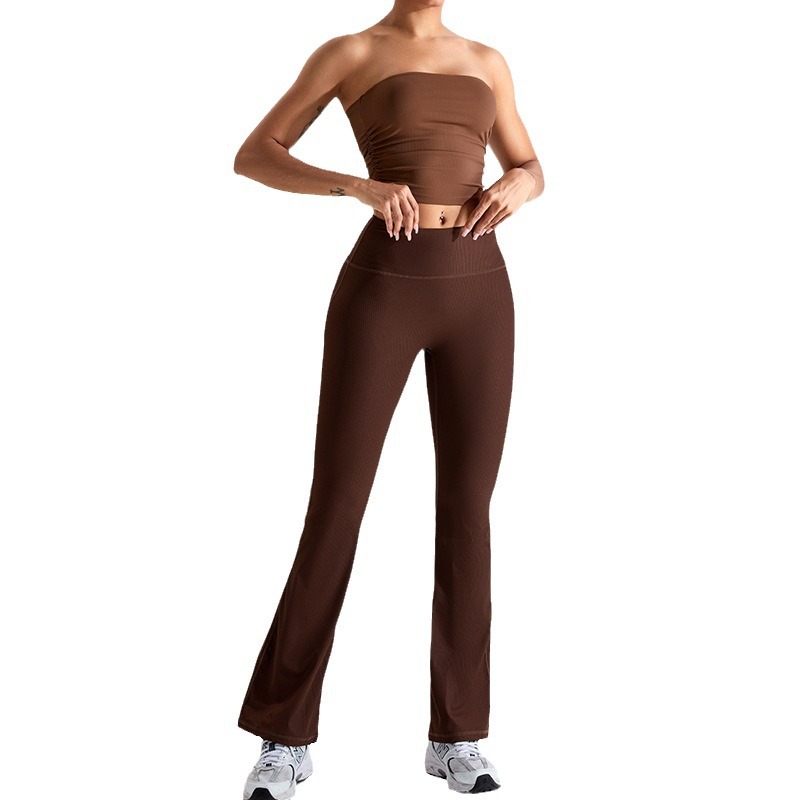 Moda europea y americana nueva ropa de yoga traje de las mujeres yoga envuelto pecho deportes ropa interior tubo superior micro tirar yoga pantalones fitness ropa