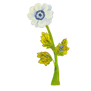 Factory Straight Hair Wooden Fake Flower Desktop Ornament DIY Laser Cutting Blue Anemone Custom Oem