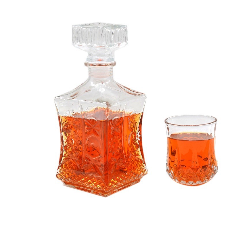 Botella de vino tinto, vidrio de diamante, botella de whisky en forma de tierra, botella vacía, divisor de vino, botella de vino cuadrada, decantador