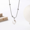 Fashionable silver necklace stainless steel, pendant from pearl
