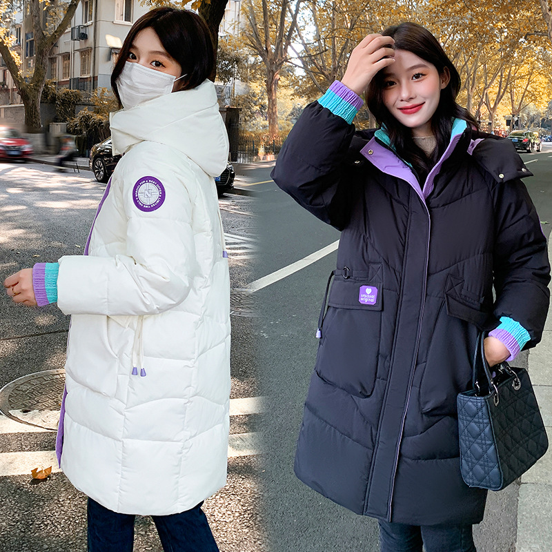Casual de algodón largo y medio para mujeres 2024 nuevo estilo coreano de algodón suelto engrosado de invierno chaqueta caliente con capuzas image 1