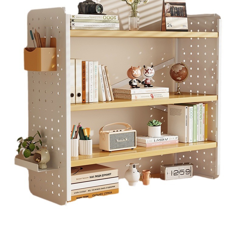 Estante de escritorio Estante de escritorio Estante de escritorio Tablero de agujero Escritorio de aprendizaje para el hogar Estante de exhibición de almacenamiento de estación de oficina multicapa