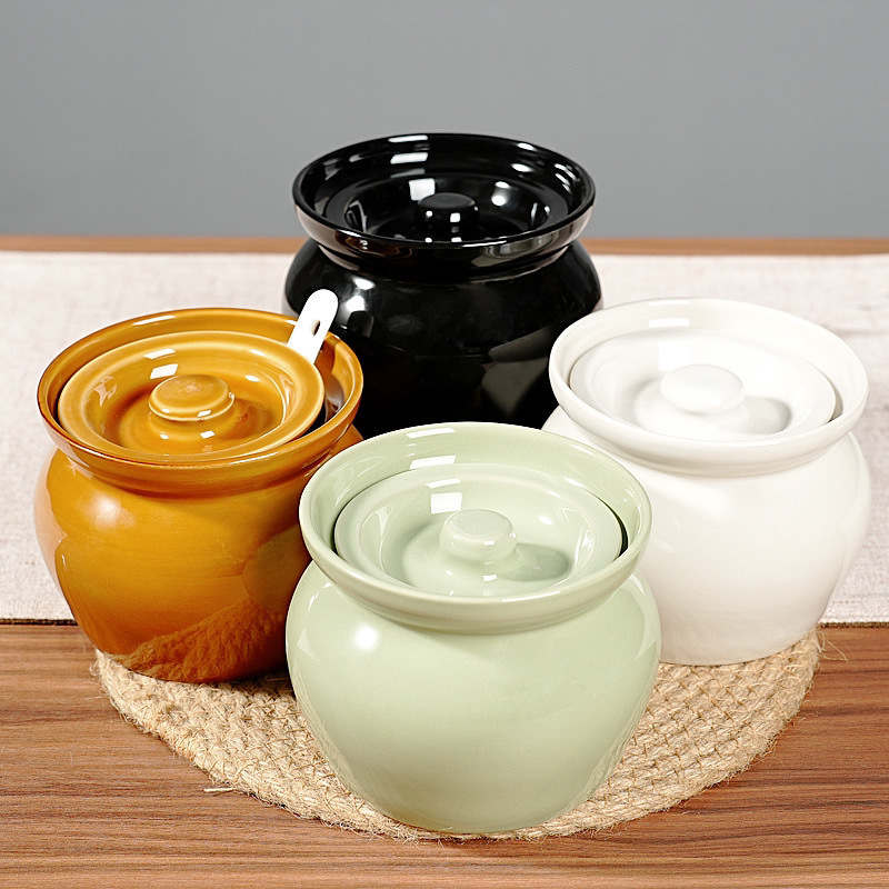 沙县小吃瓦罐蒸蛋汤罐耐高温罐带陶瓷隔水家用一人份炖盅蒸蛋神器