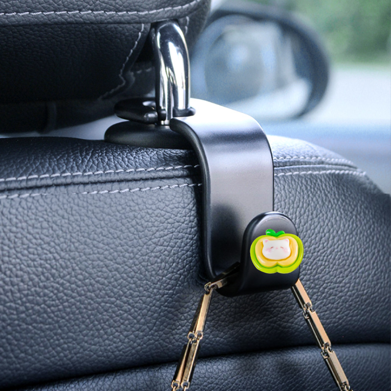 Lindo adorno de coche de gatito de manzana verde adorno de pantalla de navegación de consola central de coche de dibujos animados adorno de cabeza