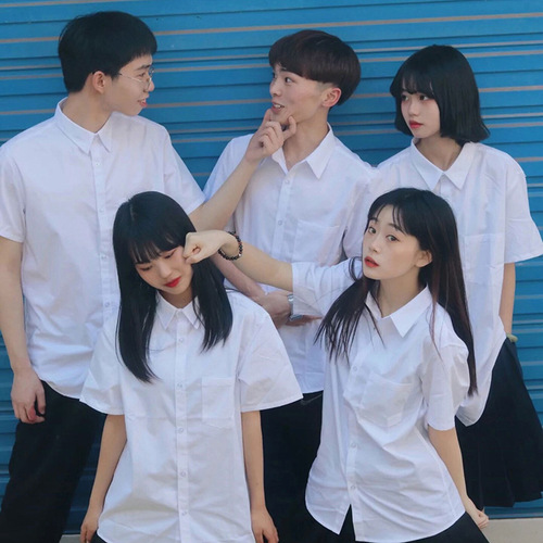 Basic Japanese-style JK uniform white blouse for female high school students, college-style group clothing short-sleeved blouse for women