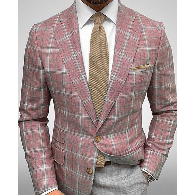 Customized cross-border foreign trade spring new striped suit jacket men's casual slim suit jacket men