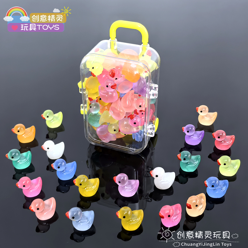 Luminous Mini Duck Children's Colorful Small Animal Ornaments DIY Resin Pendant Handmade Accompanying Gift Keychain