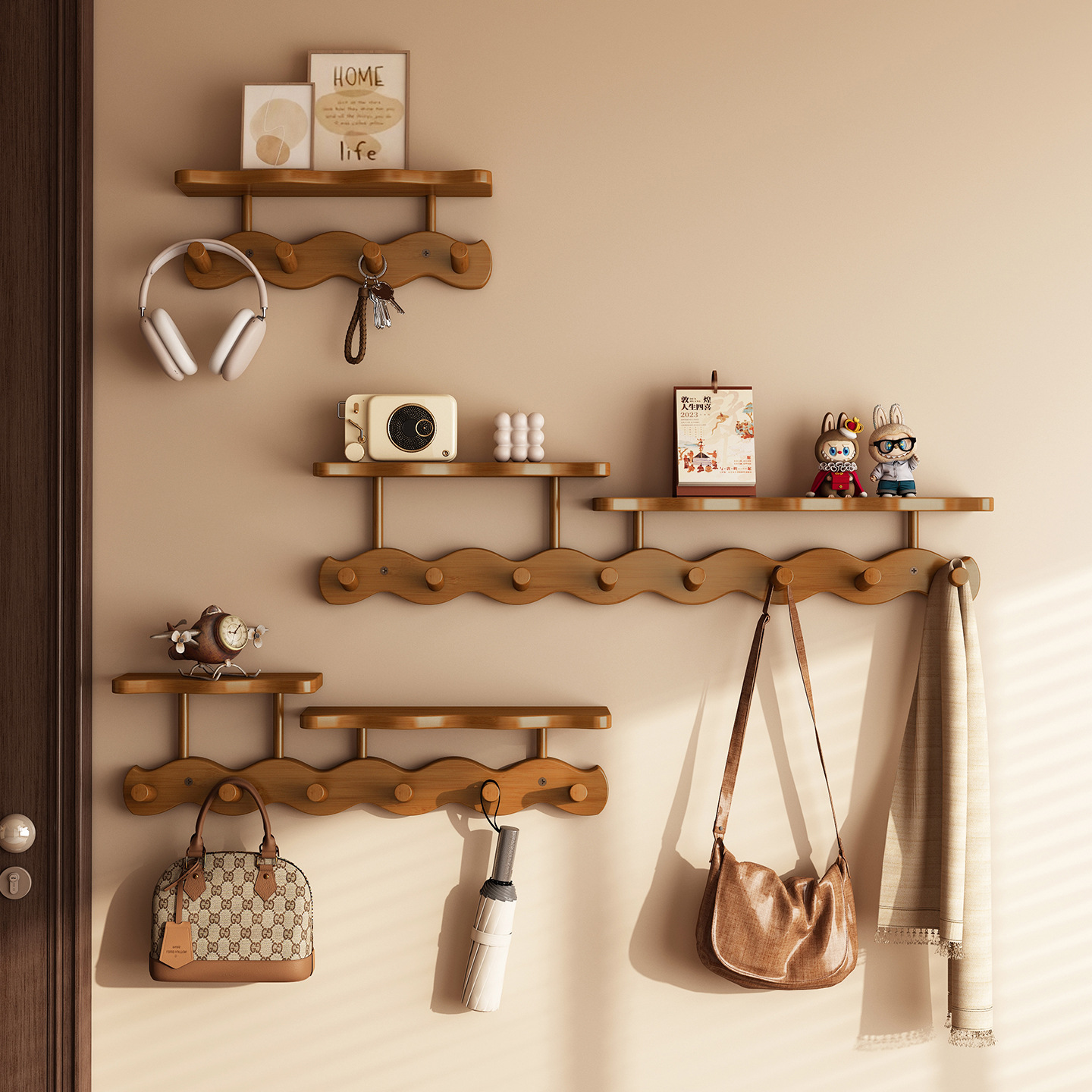 Wall-Mounted Coat Rack Behind the Door, No-Drill Wall Hooks for Bedroom, Home, Living Room, Entryway, Bag Storage, and Hat Rack