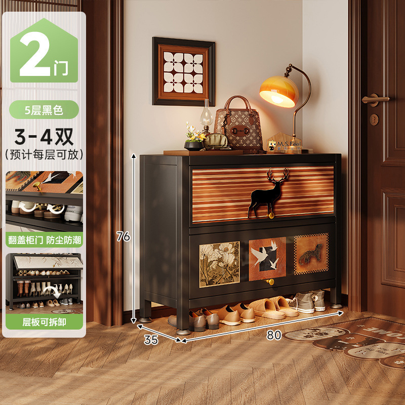 Gabinete de zapatos de acero puerta doméstica estilo antiguo de gran capacidad puerta de entrada de almacenamiento integral contra la pared 2025 nuevo rack de zapatos