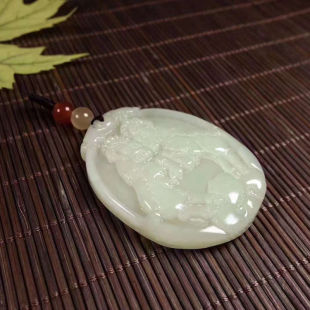 Jade Crafts Natural Hetian Jade Korean Material White Jade Zodiac Sheep Pendant Stereo Carving Pendant for Men and Women