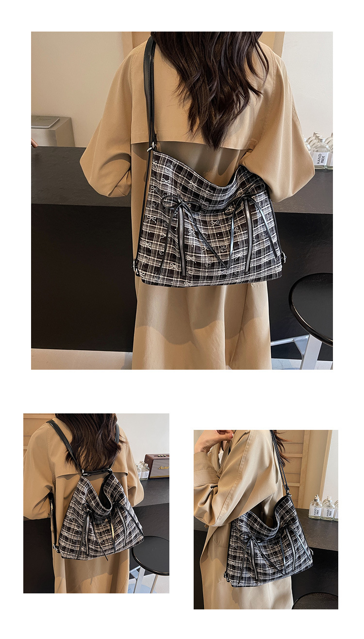 2024 summer and autumn new tote niche shoulder versatile butterfly armpit bag, high-end plaid women's bag_voghion.com